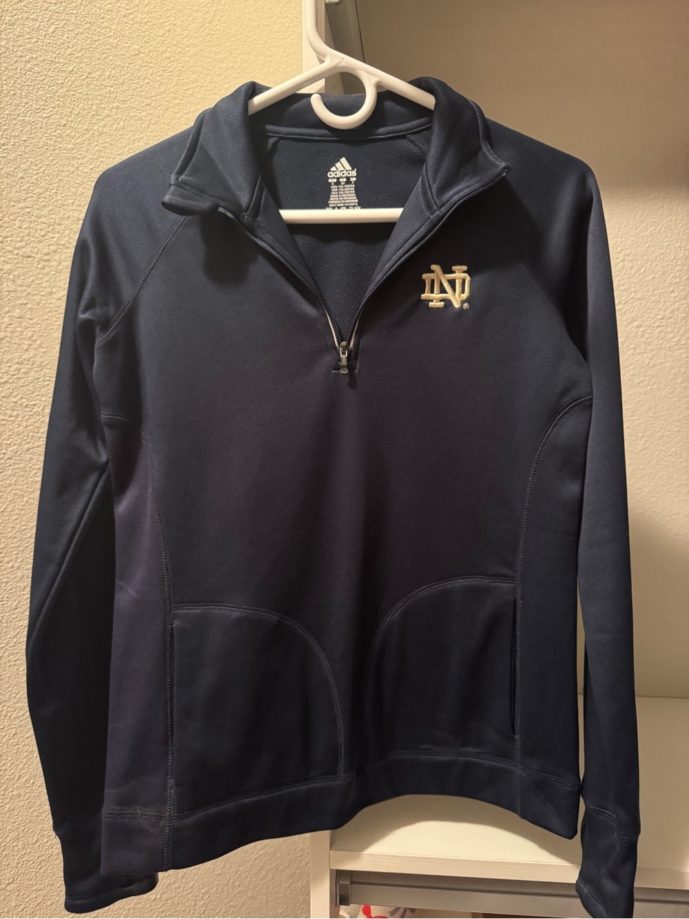 Adidas Notre Dame Fighting Irish Navy Gold 1/4 Zip Pullover Women’s S